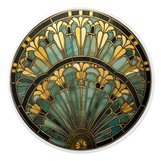 Art Deco Nouveau Elegant Turcos Guld Black Knopp