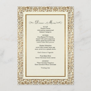 Art Deco Nouveau Faux Guld Blommigt Damask Snöre Meny