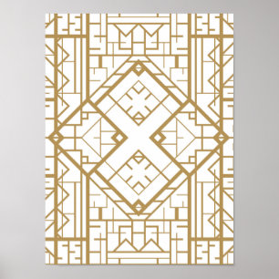 Art deco,nouveau,guld,vit,elegant,chic,mönster,t poster