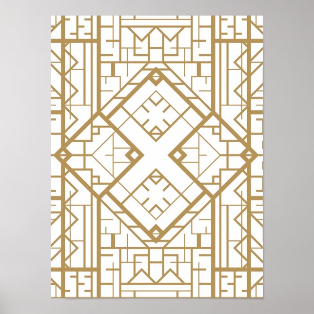 Art deco,nouveau,guld,vit,elegant,chic,mönster,t poster (Framsidan)