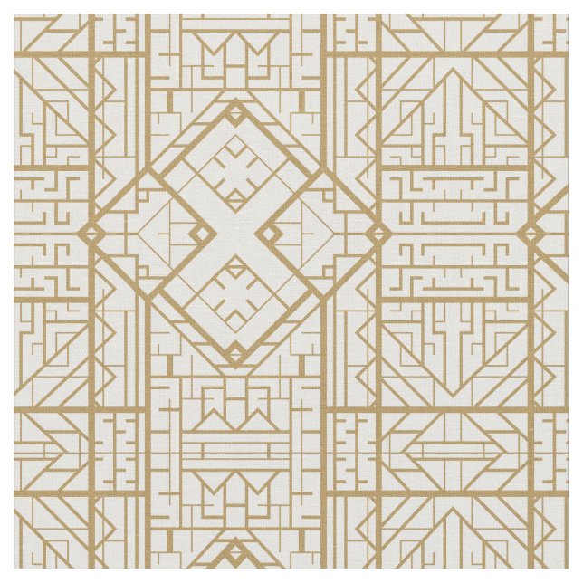 Art deco,nouveau,guld,vit,elegant,chic,mönster,t tyg (Närbild)