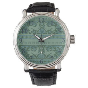 Art Deco Nouveau Hund Natature Animal Mönster Armbandsur