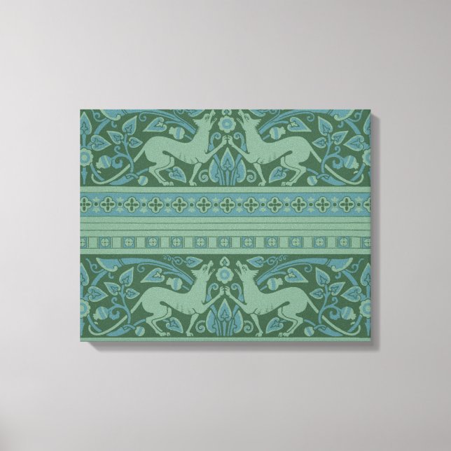 Art Deco Nouveau Hund Natature Animal Mönster Canvastryck (Framsida)
