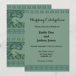 Art Deco Nouveau Hund Natature Animal Mönster Inbjudningar