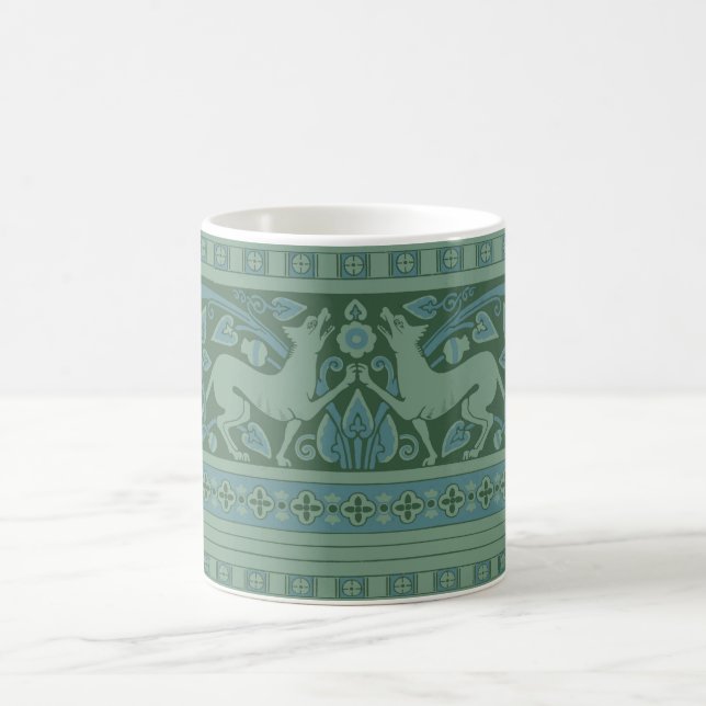 Art Deco Nouveau Hund Natature Animal Mönster Kaffemugg (Center)