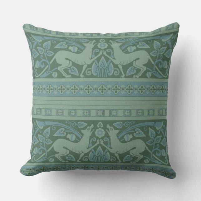 Art Deco Nouveau Hund Natature Animal Mönster Kudde (Framsida)
