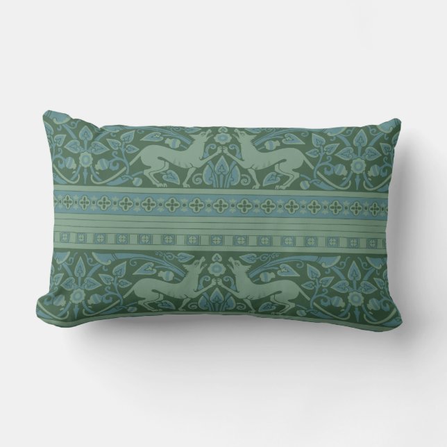 Art Deco Nouveau Hund Natature Animal Mönster Lumbarkudde (Framsida)