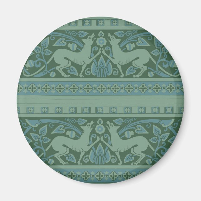 Art Deco Nouveau Hund Natature Animal Mönster Magnet (Framsidan)