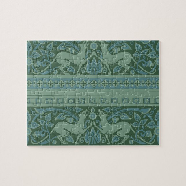 Art Deco Nouveau Hund Natature Animal Mönster Pussel (Horisontell)