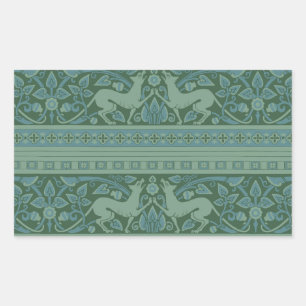 Art Deco Nouveau Hund Natature Animal Mönster Rektangulärt Klistermärke