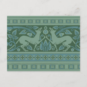 Art Deco Nouveau Hund Natature Animal Mönster Vykort