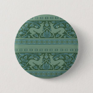 Art Deco Nouveau Hund Natur Botanisk Antik Knapp