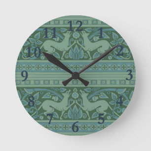 Art Deco Nouveau Hund Natur Botanisk Antik Rund Klocka