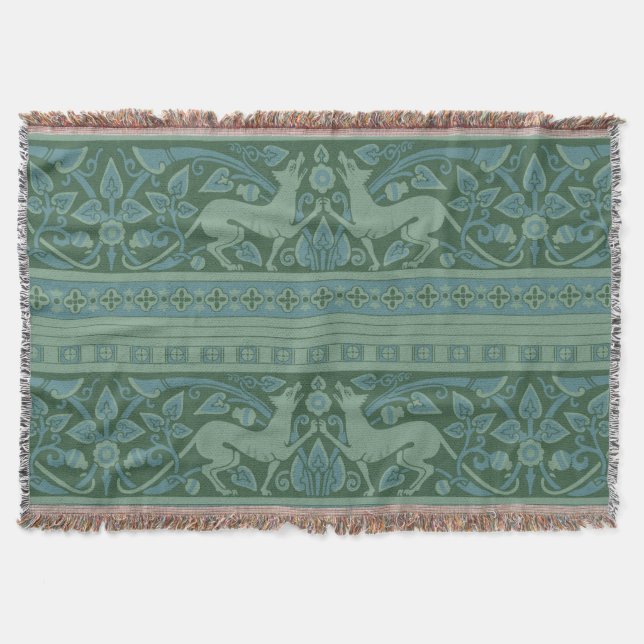 Art Deco Nouveau Hund Natur Djur Mönster Filt (Framsidan)