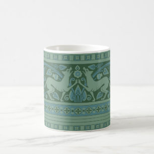 Art Deco Nouveau Hund Natur Djur Mönster Kaffemugg