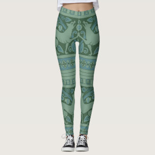Art Deco Nouveau Hund Natur Djur Mönster Leggings