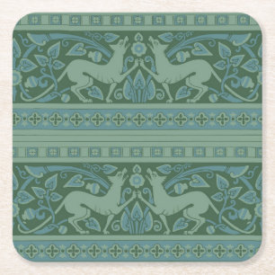 Art Deco Nouveau Hund Natur Djur Mönster Underlägg Papper Kvadrat