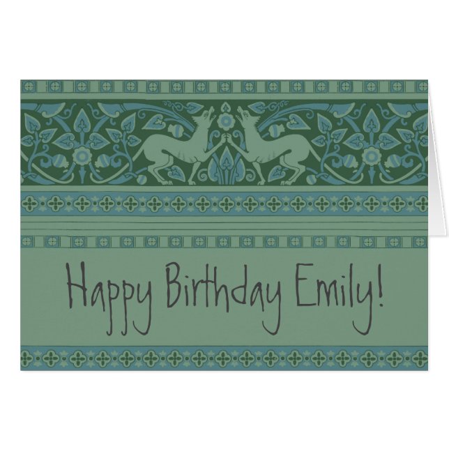 Art Deco Nouveau Hund Nature Botanical Antique Hälsningskort (Framsidan Horizontal)