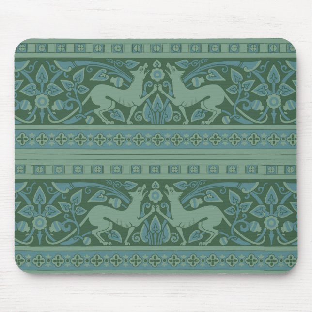 Art Deco Nouveau Hund Nature Botanical Antique Musmatta (Framsidan)