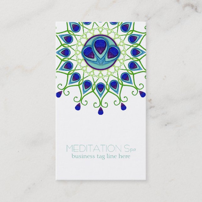 Art Deco Nouveau Peacock Feather Modern Business Visitkort (Framsida)