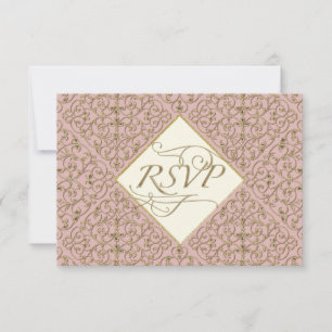 Art Deco Nouveau Snöre Damask Golden Calligraphy OSA Kort