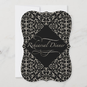 Art Deco Nouveau Snöre Faux Silver Calligraphy Inbjudningar
