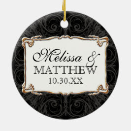 Art Deco Nouveau Snöre n Guld Titta Personlig Julgransprydnad Keramik