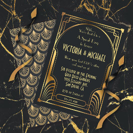 Art Deco Nouveau talar Easy Party Guld & Black Inbjudningar