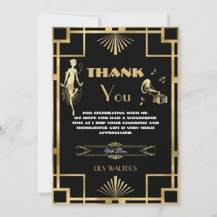 Art Deco Nouveu Gatsby Roaring Twenties Birthday Tack Kort