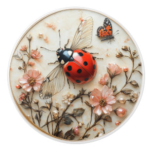 Art Deco Nyckelpiga Blommor Fjäril Knopp