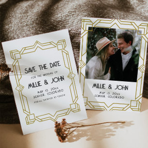 Art Deco, Old Hollywood, 1920's Save Date Inbjudningar