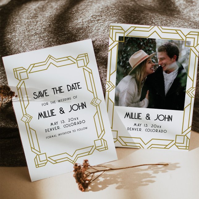 Art Deco, Old Hollywood, 1920's Save Date Inbjudningar (Skapare uppladdad)