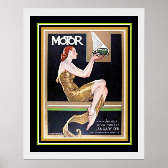 Art Deco-omslag Motor Magazine 16 x 20 Poster (Framsidan)