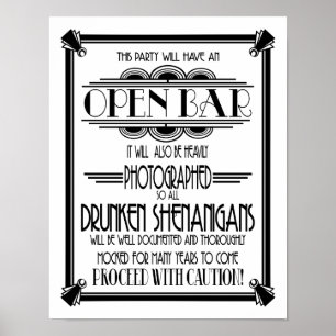 Art Deco Open Pub vit byte B/G färg Poster