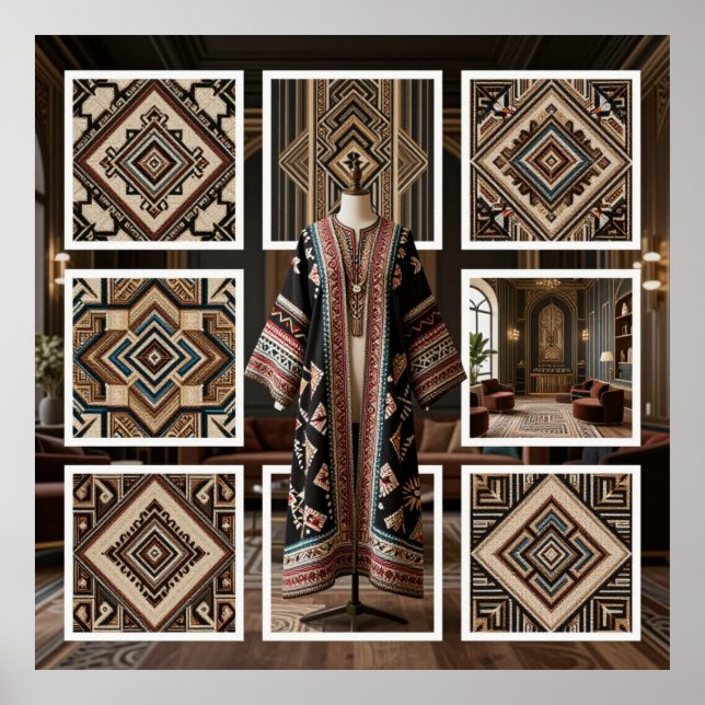 Art Deco Opulence Geometric Patterns V HER_XHU_001 Poster (Framsidan)