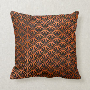 Art Deco Orange Black Metallic Seashells  Kudde
