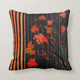 Art Deco Orange Randigt Mönster Kudde