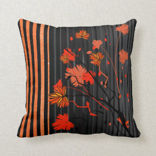 Art Deco Orange Randigt Mönster Kudde