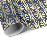 Art Deco Ornament Black Guld Sepia Blue Navy Presentpapper<br><div class="desc">FlorenceK klassisk chic wrap florenceK-design</div>