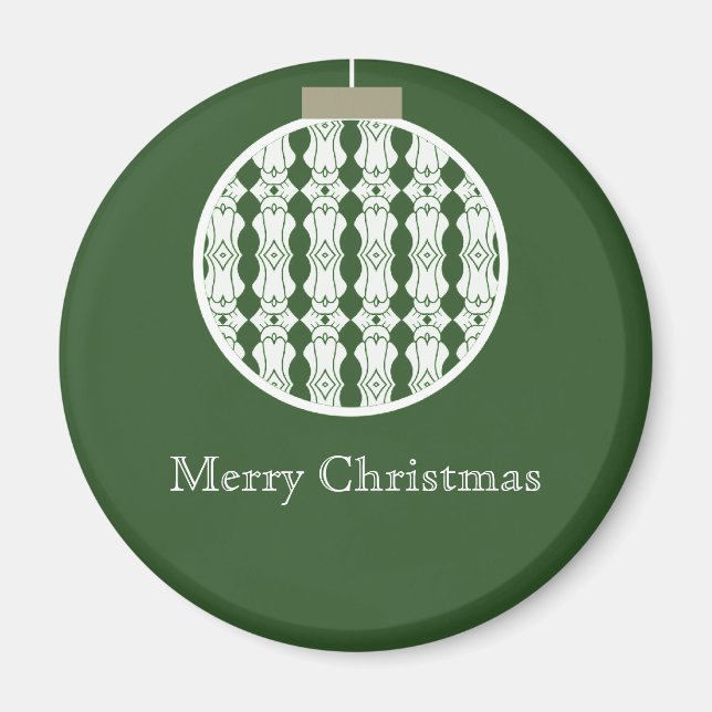 Art Deco Ornament Helgdag Magnet, Holly Grönt Magnet (Framsidan)