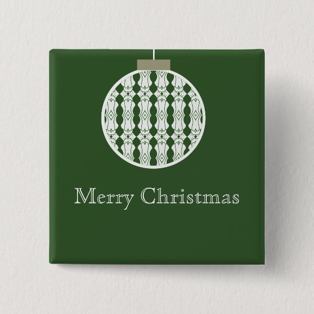 Art Deco Ornament Holday Button, Holly Grönt Knapp (Framsida)