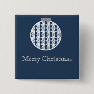 Art Deco Ornament Holday Button, Mörk blått Knapp