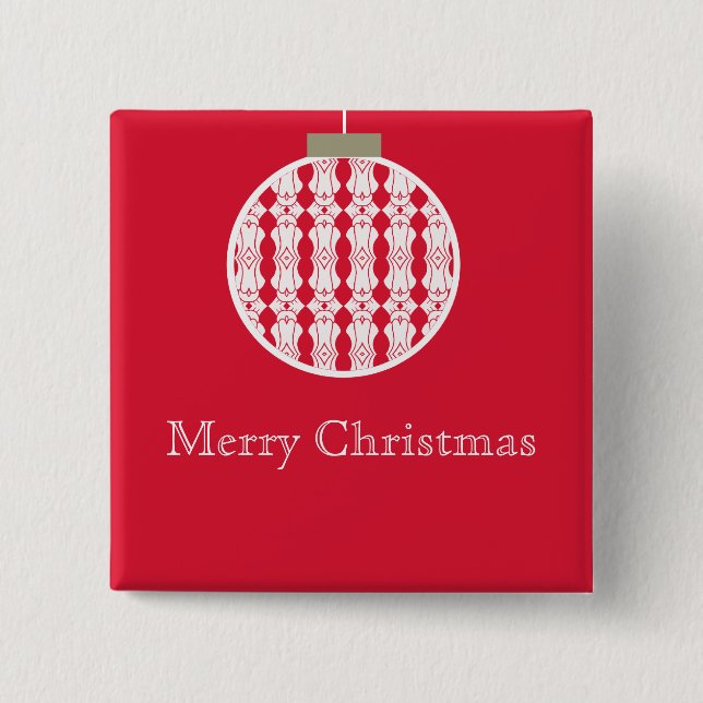 Art Deco Ornament Holday Button, röd Knapp (Framsida)