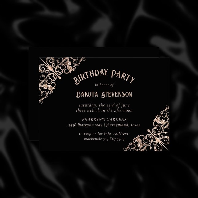 Art Deco Ornamental | Svartpipett Nouveau Party Inbjudningar (Skapare uppladdad)