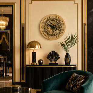 Art Deco Påfågel eller Fenixfågel Stor Klocka