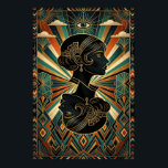 Art Deco Påfågel Fjäder Dansare Guld Teal Affisch<br><div class="desc">Ge den livfulla energin från det roande tjugotalet till dina väggar med denna fantastiska Art Deco-illustration. Här finns en glamourös flapperdansare i en konstnärlig uttryckspose, inramad av en massiv, gyllene påfågelsfjäderfläkt. Mot en djup teal- och svart bakgrund med lyxiga geometriska mönster är detta verk det ultimata uttrycket för Jazzålderns elegans...</div>