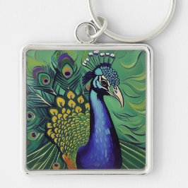 Art Deco Påfågel Nyckelring