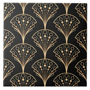 Art Deco Palmette Mönster Kakelplatta