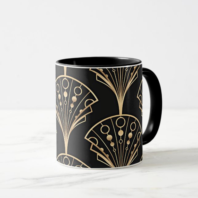 Art Deco Palmette Mönster Mugg (Framsida höger)