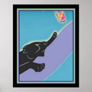 Art Deco "Panther & Butterfly" 16 x 20 Skriv ut Poster